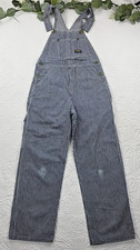 VTG Oshkosh Sanforized Blue Striped Overalls Size 30 x 30 Made in USA Vestbak