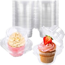 50 Pack Individual Cupcake Containers Plastic Cupcake Boxes Stackable