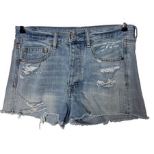 American Eagle Outfitters Distressed Jean Shorts Size 6 High Rise Button Fly