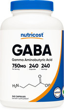 GABA Gamma Aminobutyric Acid 750Mg, 240 Capsules, 240 Servings - Non-Gmo, Glut