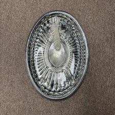 Vtg Regal Silver CrystServing Plate 2 Pc.Tray & Glass 14" Oval Hong Kong