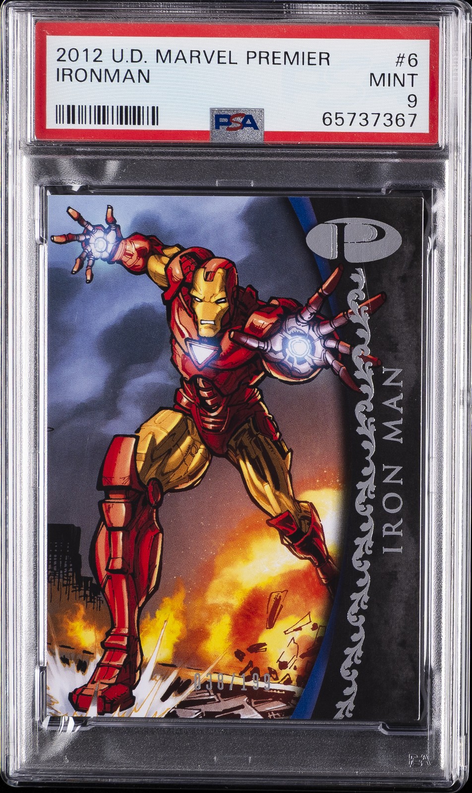 2012 UD MARVEL PREMIER #6 IRONMAN 38/199 PSA 9