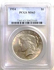 1924 Peace Dollar PCGS MS63 Silver $1 US Coin Nice Luster Certified