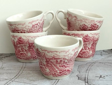 5st England ROT Landschaftsmotiv Kaffeetasse Tasse*Englisches Porzellan