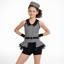 Curtain Call Make A Break Jail Stripe Dance Costume Jazz Musical Theater CME 7-8