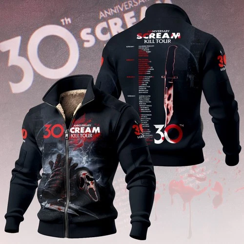 Scream 30th Anniversary Thick Knit Fleece Jacket All Sizes video thumbnail