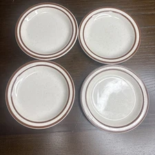 REGO E767-21 M Set of 4 Bread Plates Restaurant Ware brown striped/speckled