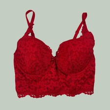 victorias secret dream angels 34DD red lace corset lingerie bra bow coquette y2k