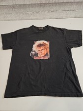 Vintage Labyrinth David Bowie Black Youth Size L Large Black T-Shirt 90'S