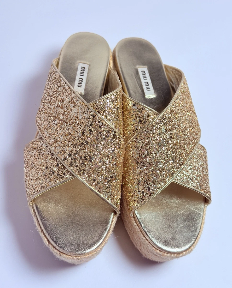 Miu Miu Sandals and Flip Flops Gold for sale | eBay