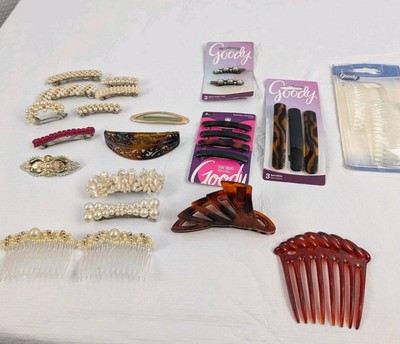 Mixed Lot of Hair Barrettes, Clips, Combs Some New Some Preowned