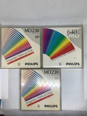  ️ 3 x Philips- 3.5'' Optical Disk-MO-640 MB-Rewritable Optical Disk