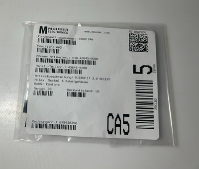 20x  MOLEX Micro-Fit 3.0, 43645-0308, (Mouser 538-43645-0308), 20er Paket