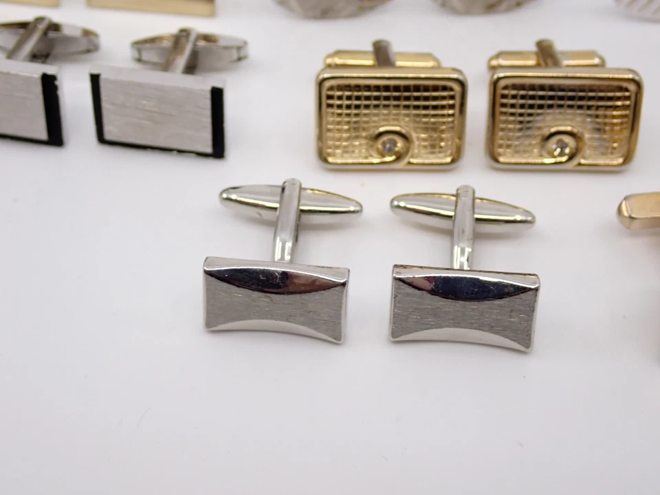 Lote de 9 pares de gemelos vintage + barras de corbata y tachuelas • Swank Speidel Foster Foto 4 de 4