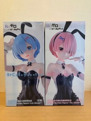 Re:Zero Rem Ram BiCute Bunnies Figure Bicolor Black Ver Set of 2 SEGA Japan