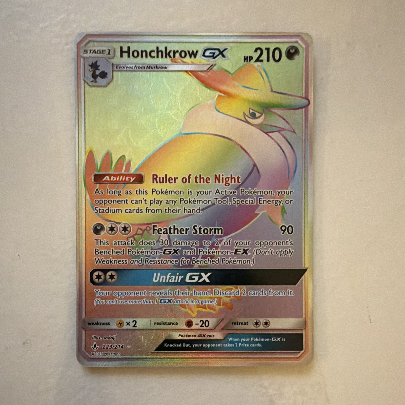 Honchkrow GX (Secret) 223/214 Sm-Unbroken Bonds Holo (NM)