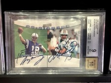 1998 Stadium Club Peyton Manning / Dan Marino Co-Signers Dual On-Card Auto BGS 9
