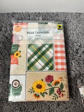 60" Round PEVA TABLECLOTH New NWT by Perfect Harvest Fall Sunflower
