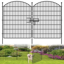 10 Panels No Dig Garden Fence with Gate, 42in x 24.2ft Decorative Dog Fence O...