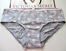VICTORIA'S SECRET PINK Cotton Hiphugger Panty S M L XL Gray NWT Polka Dot Hearts