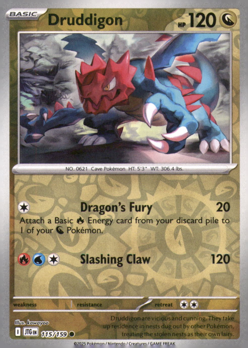 DRUDDIGON 115/159 COMMON JOURNEY TOGETHER POKEMON REVERSE HOLO NEAR MINT