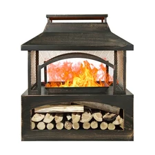 Metal Outdoor Wood Burning Fireplace Log Burner Fire Pit Patio Garden Backyard