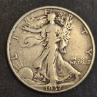 1937 Walking Liberty silver half dollar.