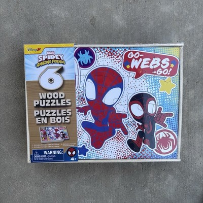 Disney Jr Spidey &  friends 6 Pack Wooden Jigsaw Puzzle For Kids toddler playset