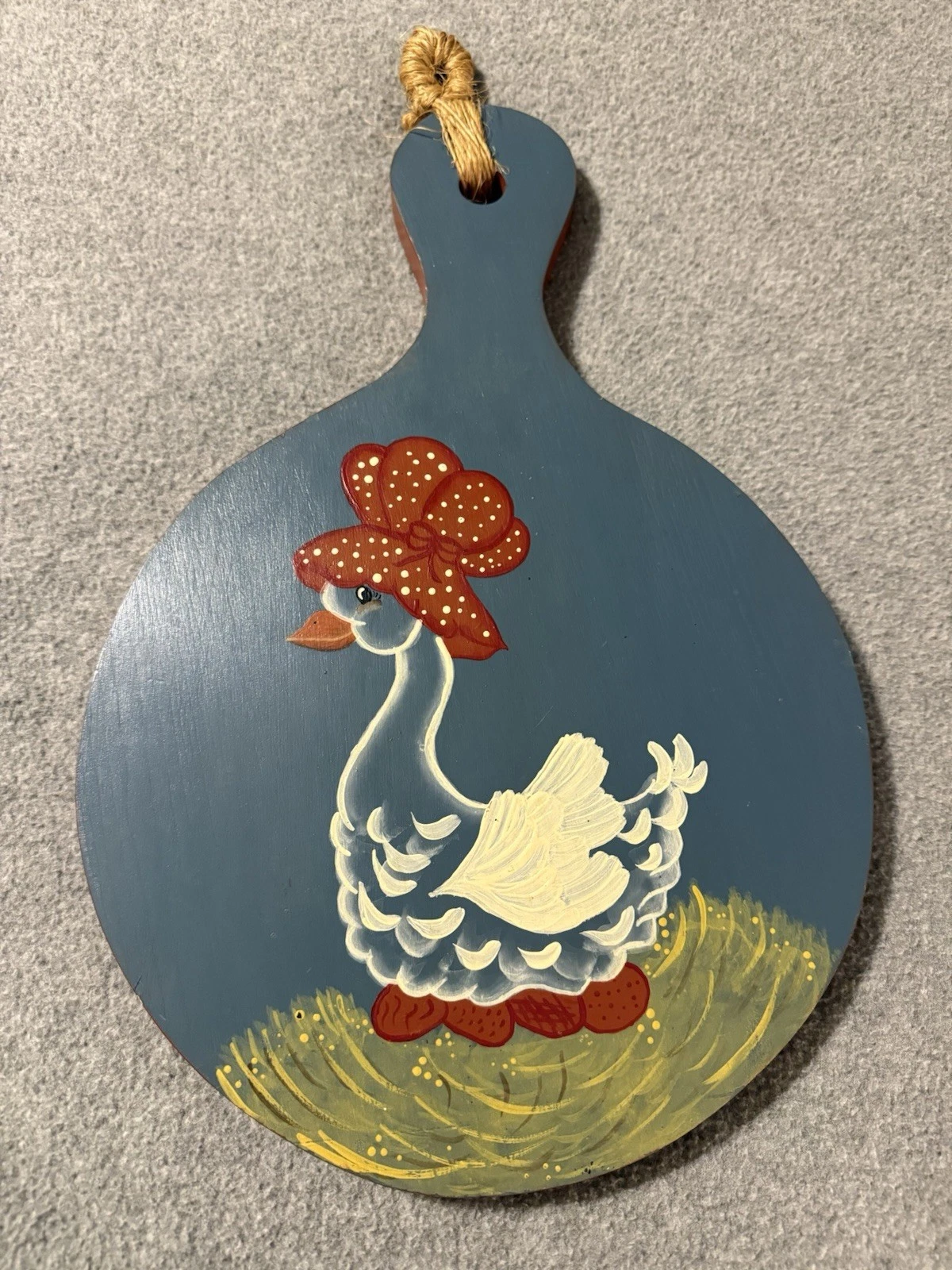Vintage Hand Painted Ducks Wooden Cutting Board Kitchen Decor Grannycore Goose