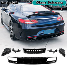 F&uuml;r Mercedes C217 S65 S63 AMG Glanz Schwarz Heckdiffusor Ausbuffblenden Endrohr