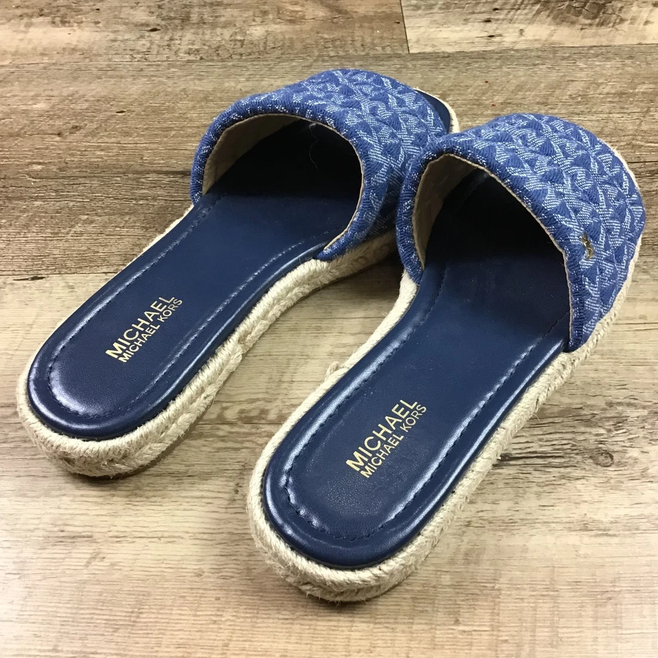 New Michael Kors Royce Slides Women's Size 7 Blue Quilted Slide Sandals - Image 3 of 4