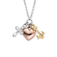 Engelsrufer Damen Halskette Sterling Silber Kreuz Herz Anker AnhäNger Tricolor