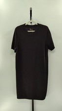 Quince Women Mongolian Cashmere Short Sleeve Mini Dress Black L