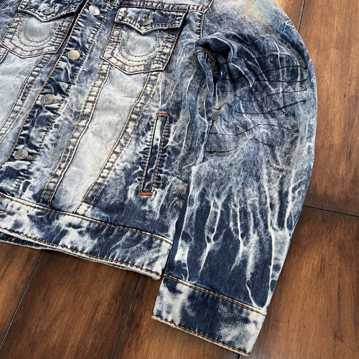 Vintage Y2K True Religion Denim Trucker Jacket XL Acid Wash