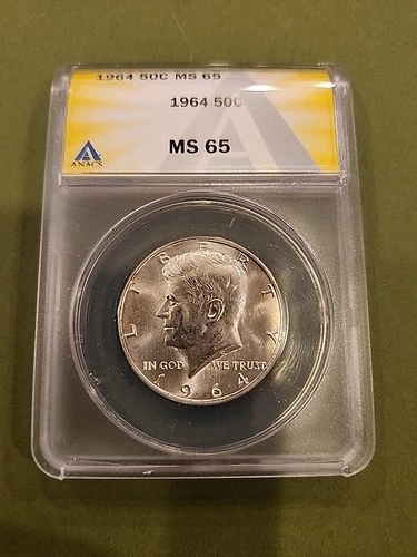 1964 Kennedy Half 90% Silver ANACS MS 65