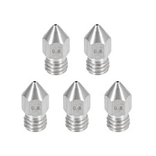 0.8mm 3D Printer Nozzle, Fit for MK8, for 1.75mm Filament Stainless Steel 5PC