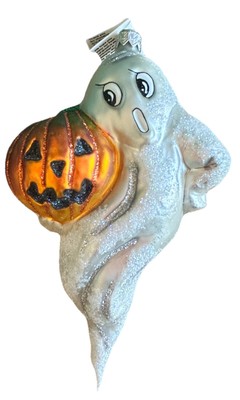 VTG SLAVIC TREASURE Spooky Specter Ghost Ghoul HALLOWEEN Pumpkin ORNAMENT  