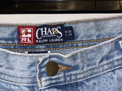 Vintage Chaps Ralph Lauren Jeans Men's 36x33 Light Stone Wash Blue