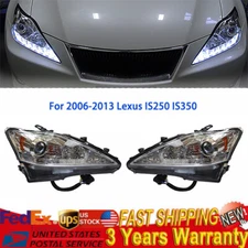 Pair Headlights For 2006-2010 Lexus IS250 IS350 LED DRL Projector Chrome LH & RH