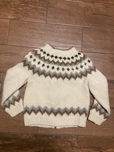 Vintage Woman Fair Isles Button Up Sweater Steltzer Brown Cream XXS Kids Large - Picture 2 of 8