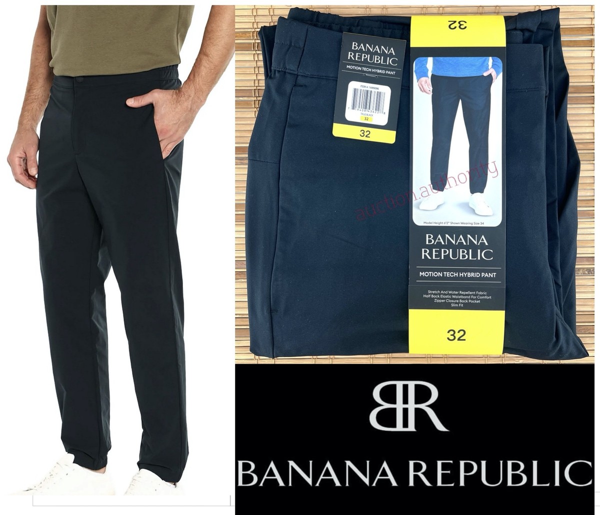 New Banana Republic Men's Motion Tech Hybrid Pant Slim Fit Water Repellent  Blue