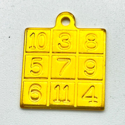 Gold Tone Charm Pendant Magic Square Number Grid Amulet Occult ...