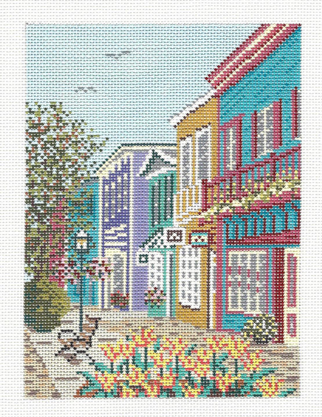 CAPE MAY, NJ, WALKING MALL 18 MESH handpaint Needlepoint Canvas Needle