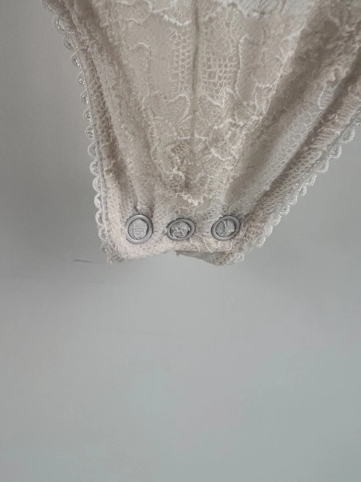 Body de peluche Victoria's Secret ligeramente forrado de encaje con hueso marfil talla XL NUEVO CON ETIQUETAS Foto 4 de 4