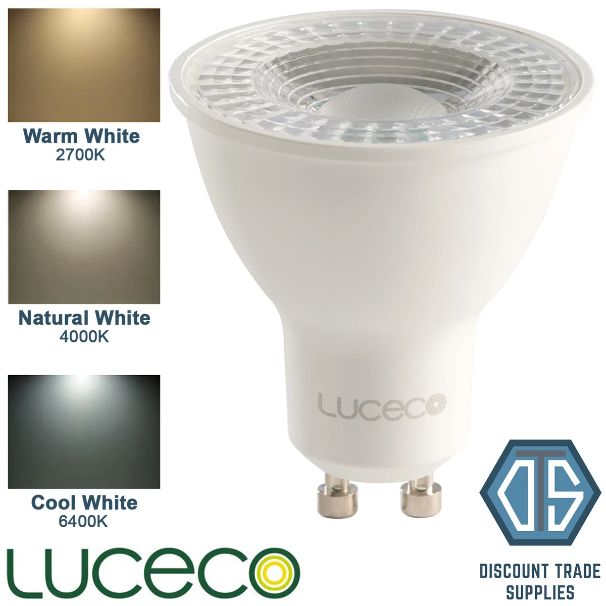 Luceco GU10 5W LED Dimmable Bulb Warm Natural Cool White 2700K 4000K 6000K