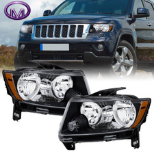 2X Black Halogen Headlight For 11-13 Jeep Grand Cherokee 11-17 Compass 2.4L 2.0L