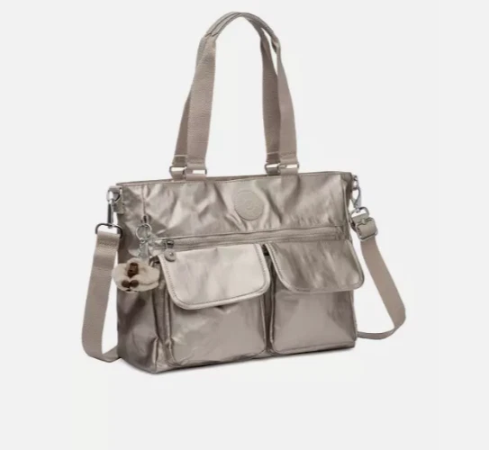 Bolso de Mano Kipling PIA Metálico Nube Gris Plata NUEVO Foto 2 de 3