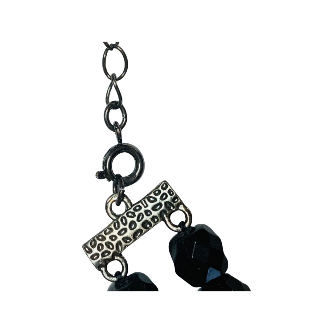 Black Rhinestone Layered Beaded Statement Necklac… - image 9