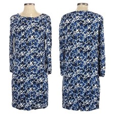 J Crew Mercantile Blue Floral Long Sleeve Classic Shift Dress Size S
