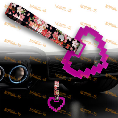 JDM TSURIKAWA Mosaic Heart Purple Ring Train Bus Handle Fabric Strap Nylon BKF
